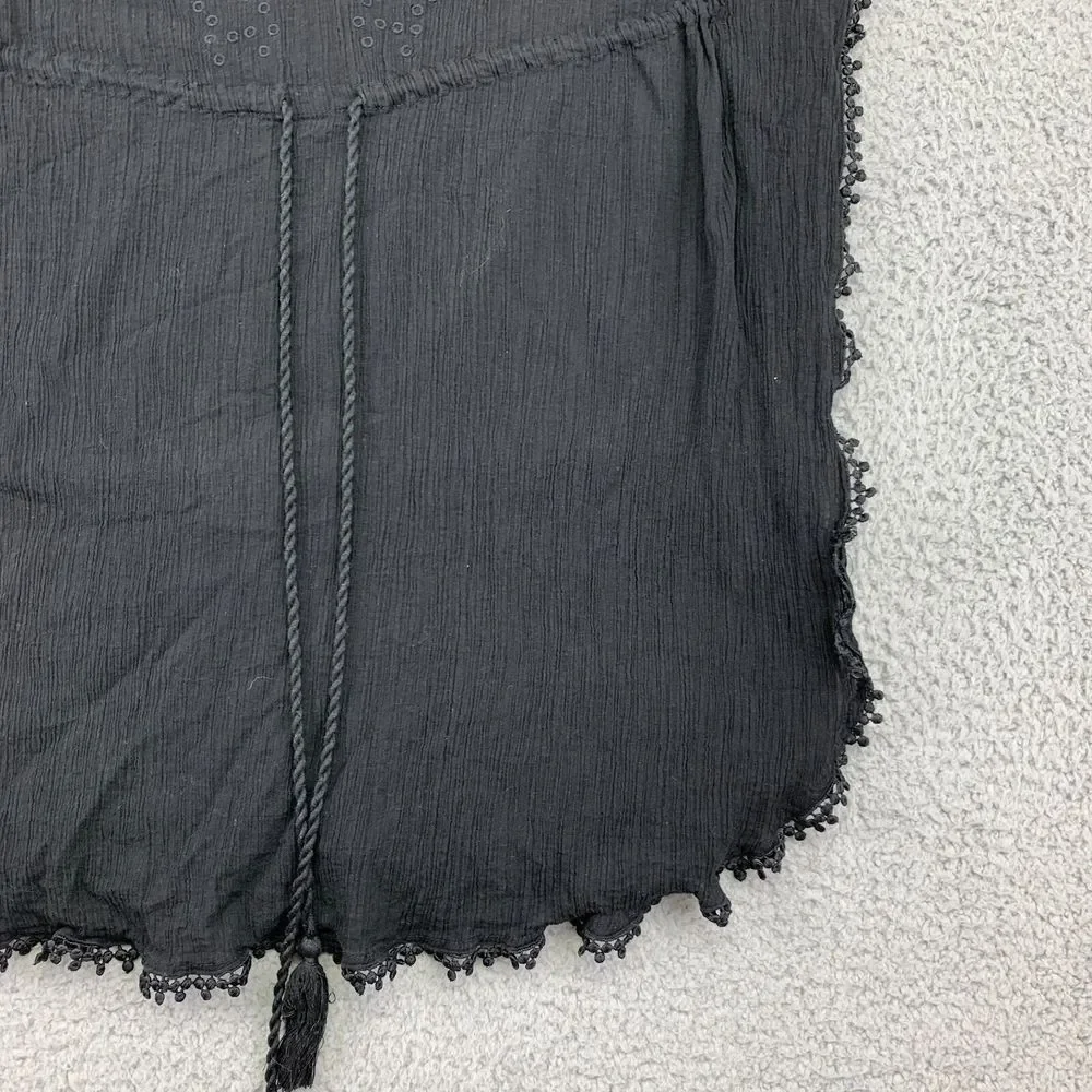 Old Navy Pullover Womens Small Black‎ Cap Sleeve Beach Cover Up V-Neck Embroider